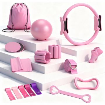 Kit de Equipo de Pilates para Casa - Set de 18 Piezas con Aro y Pelota