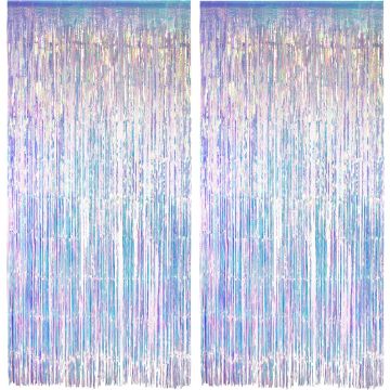 Fondo de fiesta iridiscente 3.2ft x 6.5ft 2 piezas