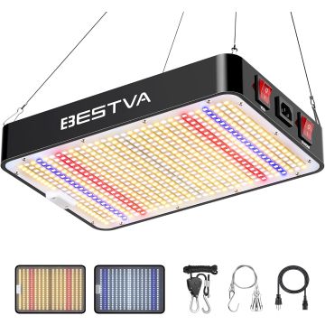 Lámpara de Cultivo LED BESTVA DC1000, Espectro Completo para Plantas de Interior