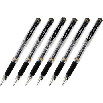 Uni-Ball Signo UM-153 Bolígrafo Roller Gel 1.0mm Punto Ancho Tinta Negra Pack 6