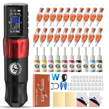 Kit Máquina Tatuar Pen Rotativa WTK283 Incluye Tintas