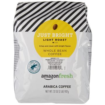 Café en Grano Tostado Suave Amazon Fresh Just Bright 32 Oz