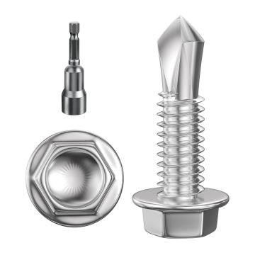 Wensilon 300 Piezas Tornillos Autoperforantes #8×3/4" Cabeza Hexagonal