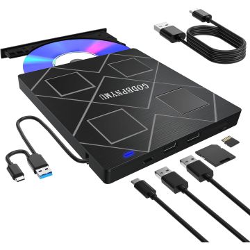 Unidad externa 5 en 1 CD/DVD USB 3.0 y Type-C portátil