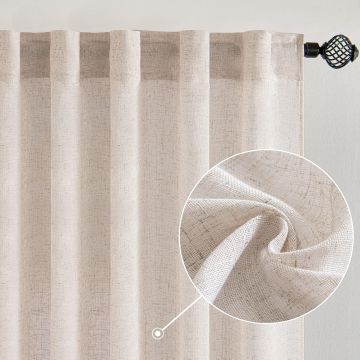 MIULEE Cortinas de Lino Natural Blanco 84 Pulgadas para Dormitorio Sala