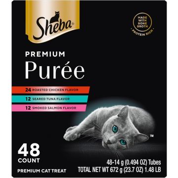 Sheba Premium Puree Cat Treats Lickable 48 unidades