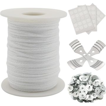 Rollo de Pabilos para Velas, RAPUDA 200 Ft 24 PLY, con Soportes y Tabs