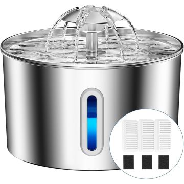 Fuente de Agua para Gatos Acero Inoxidable 2.2L Automática