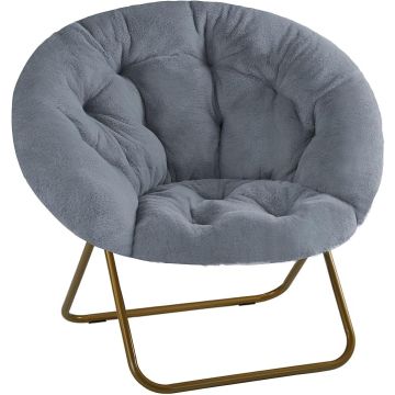 Sillón Plegable Descanso Redondo Peluche Gris