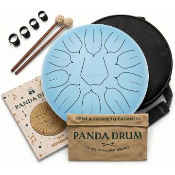 Steel Tongue Drum Azul con Libro, Baquetas y Bolsa 11 pulg