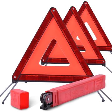 Triángulos de emergencia reflectantes para vehículos, set de 3