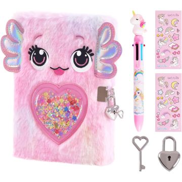 Cuaderno Diario Axolotl con Candado y Llaves para Niñas