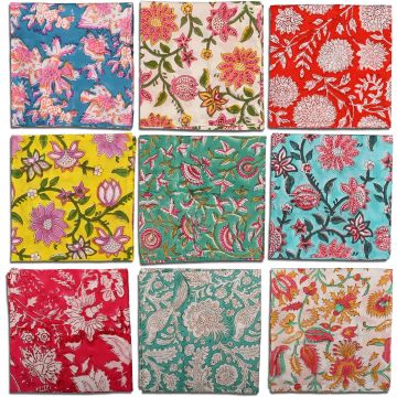 DIYANAIMPEX Servilletas de Tela de Algodón 10 Piezas Estampadas Multicolor 16x16 pulgadas