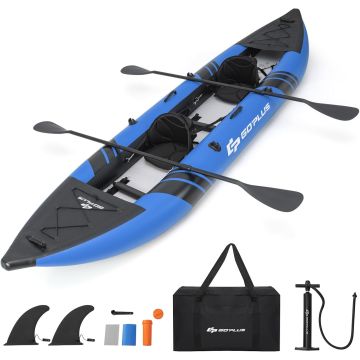 Goplus Kayak Inflable, 12.5 pies, 2 personas, 507 lb, con remos, asiento, bomba