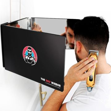 Espejo 360 Trifold para Corte de Cabello - Rectangular, Negro, Sin LED