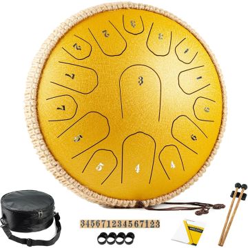 Steel Tongue Drum 13 pulgadas 15 notas amarillo