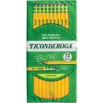 Lápices Ticonderoga Grafito HB Preafilados, 72 Unidades, Paquete de 1