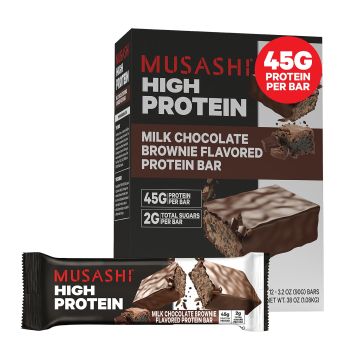 Barra de Proteína Musashi High Protein 45g Chocolate Brownie 12 unidades