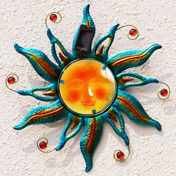 Decoración Solar de Metal para Pared Exterior Azul 18.1 pulgadas