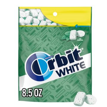 Chicle Orbit White Sabor Menta Dulce Sin Azúcar, Paquete de 120 Unidades