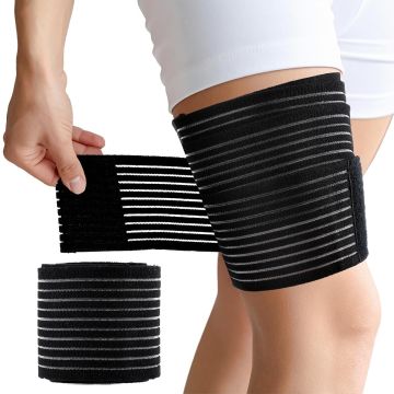 Funda de compresión para muslo Ymapinc, ajustable, para venas varicosas, negra, 1 pieza