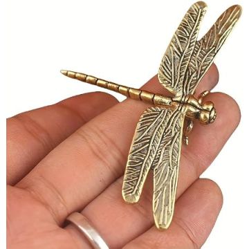 Figura Decorativa de Libélula de Latón Vintage - Adorno para Hogar y Oficina