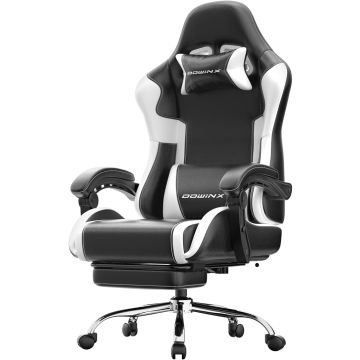 Silla Gamer Ergonómica con Reposapiés y Soporte Lumbar Masaj