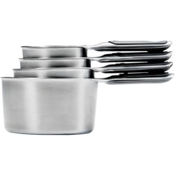 OXO Good Grips Juego de 4 Tazas Medidoras de Acero Inoxidable con Imanes