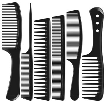 Set de 6 Peines profesionales negros para cabello