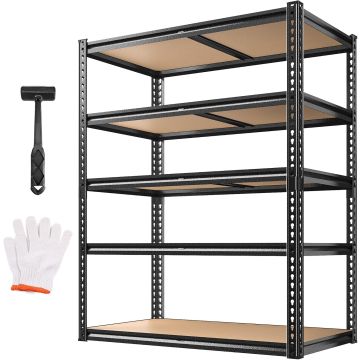 Estantería metálica ajustable 5 niveles 2200 lbs negra