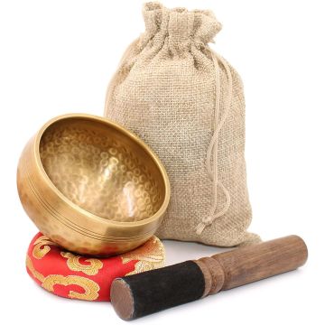 Cuenco Tibetano 3.15 pulg Oro Juego Meditación