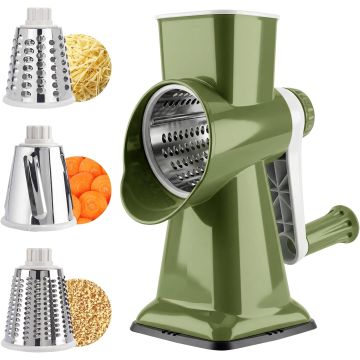 Rallador manual giratorio con manivela para queso y verduras