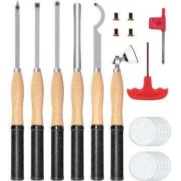 Juego de 6 Herramientas para Torno de Madera con Inserciones de Carburo