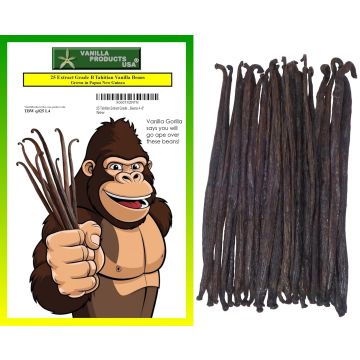 25 Vainas de Vainilla Tahitenses Grado B por Vanilla Products USA