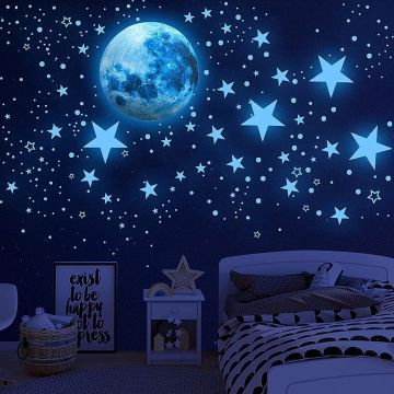 Estrellas y Luna que Brillan en la Oscuridad para Pared y Techo