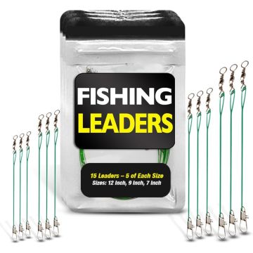 Líderes de Pesca con Giratorios - Acero - 15 Piezas - Big Worm Fishing