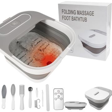 UNIFULL Spa de Pies Plegable con Calor y Masaje de Rodillos