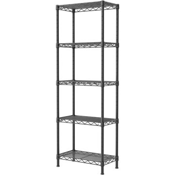 Estantería metálica 5 niveles 10x16x55 pulgadas negra