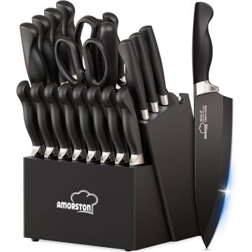 Set Cuchillos Cocina 21 Piezas Acero Inoxidable Base