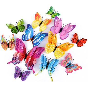 Decoración Pared 3D Mariposas Magnéticas 24 Piezas Multicolor Opseam