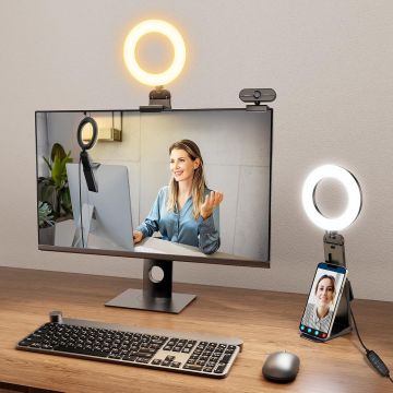 Ring Light para Laptop con Clip y Soporte, Luz LED 5"