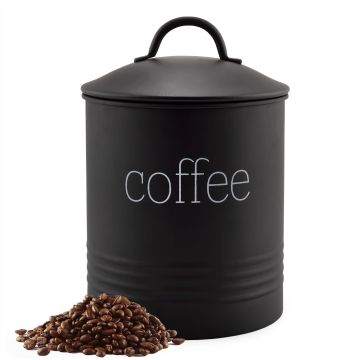 AuldHome Design Enamelware Black Coffee Canister - Contenedor para Café