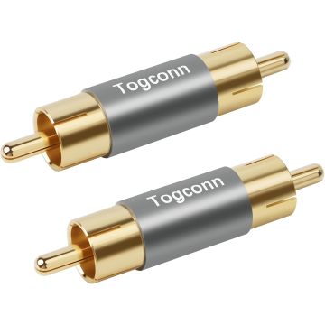 Adaptador RCA Macho a Macho, 2 Piezas, Pines de Cobre Puro, Chapado en Oro