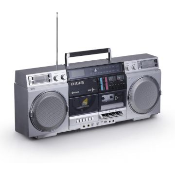 Aiwa Retro Boombox CD con Cassette Bluetooth 40W Plata