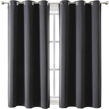 Cortinas Blackout ChrisDowa con Anillas - 2 Paneles Gris Oscuro 42x63