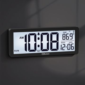Reloj de Pared Digital Atómico Soobest 8.5" con Temperatura y Fecha