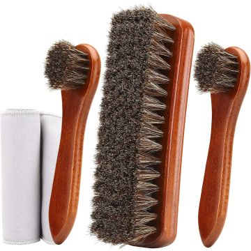 Unekez Kit de Cepillo para Zapatos de Crin de Caballo, 4 Piezas