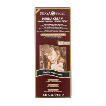 Surya Brasil Henna Cream Black - 96% Ingredientes Naturales, Vegano, Sin Crueldad