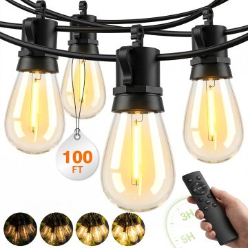 Luces LED Exteriores Impermeables 100FT Regulables con Control Remoto