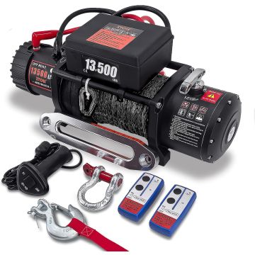 Winche Eléctrico 13500lbs 12V, Soga Sintética, Control Remoto